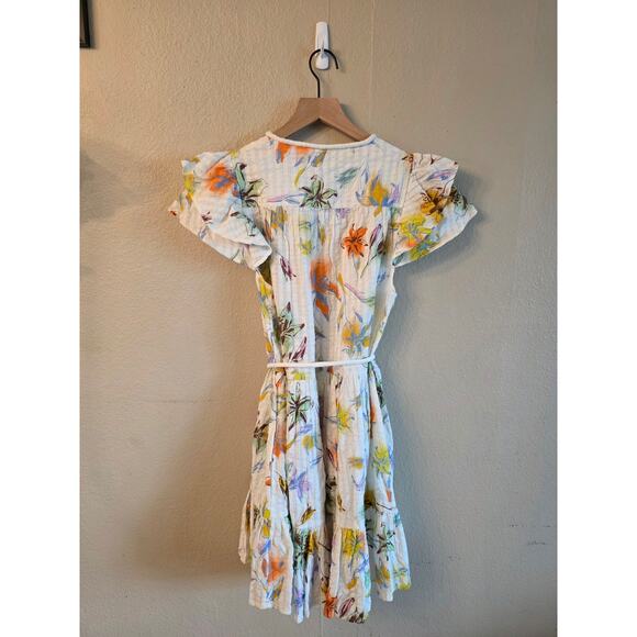 Tanya Taylor Marisol Coverup Dress SZ Medium Floral Spring Tiered - Picture 2 of 10
